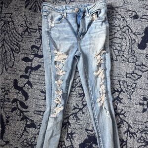 American Eagle Outfitters Light Blue Distressed Skinny Jeans